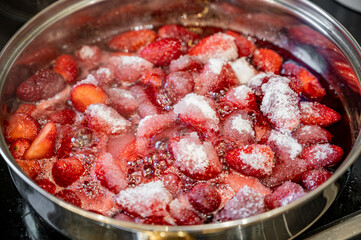 Strawberry Jam Cooking in Pan