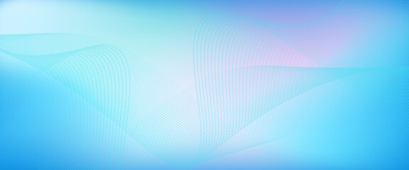 Abstract blue gradient background with shining lines waves. Minimalist background for banner, poster, cover, brochure, flyer, website
