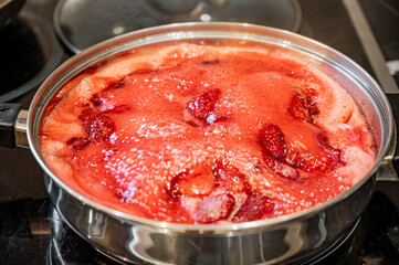 Strawberry Jam Cooking in Pan