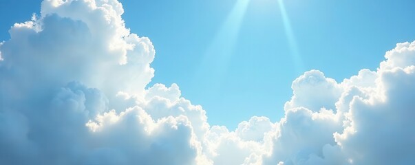 A serene blue sky funeral program template with elegant design elements for a memorial service brochure , service, tribute