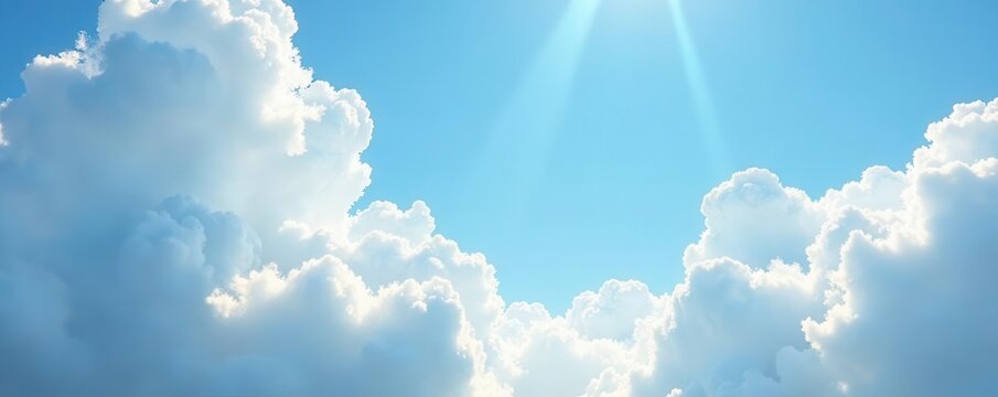 A serene blue sky funeral program template with elegant design elements for a memorial service brochure , service, tribute