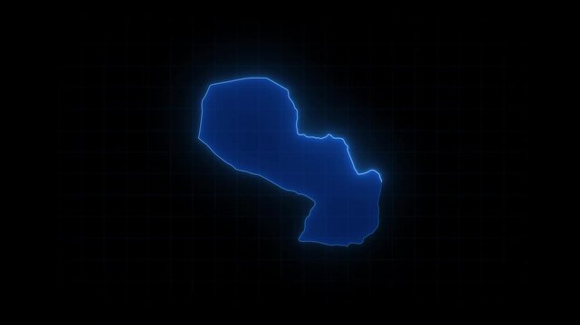 Paraguay map animation, Glowing neon Paraguay map animation background. country territory outline animation. Digital country outline icon for geography
