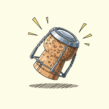 A popping cork from a bottle of bubbly wine.