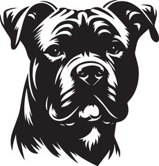 Pitbull Dog Silhouette Vector Black and White Strong Canine Illustration
