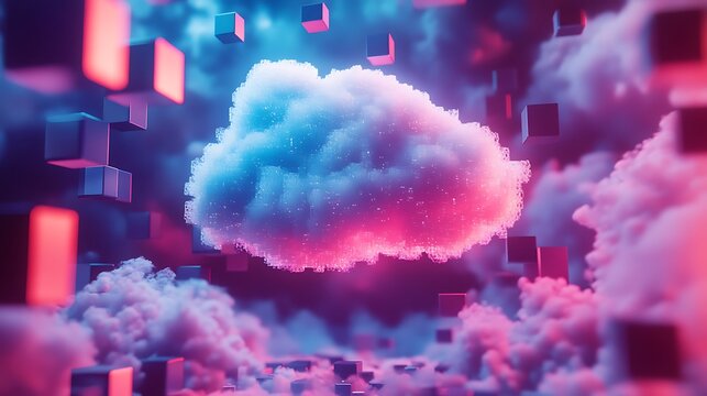 Abstract neon cloud formation isolated on white background