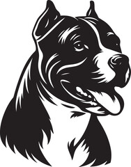 Pitbull Dog Silhouette Vector Black and White Strong Canine Illustration