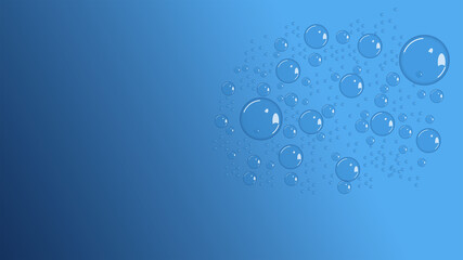 Water drops isolated on blue background