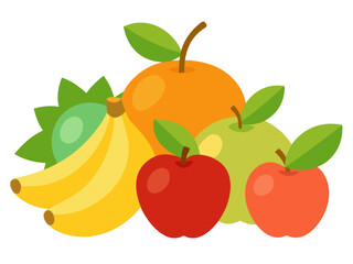 Vector art of pile of fresh fruits, healthy food concept