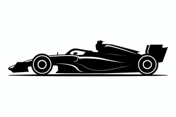 Obraz premium Sleek Formula One Car Silhouette Representing High Speed Racing and Automotive Engineering Excellence in Motorsports