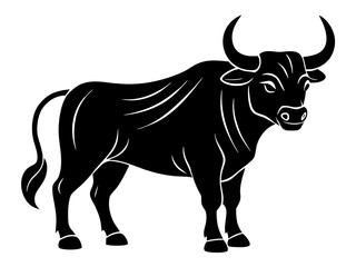 Vector art of silhouette of a strong black bull
