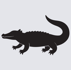 crocodile silhouette vector art illustration, vector illustration of a crocodile