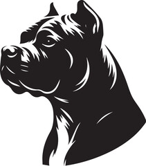 Pitbull Dog Silhouette Vector Black and White Strong Canine Illustration