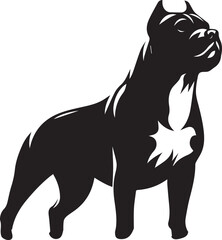 Pitbull Dog Silhouette Vector Black and White Strong Canine Illustration