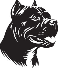 Pitbull Dog Silhouette Vector Black and White Strong Canine Illustration
