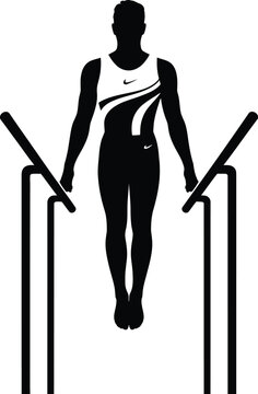 Gymnast on parallel bars silhouette gymnastics sport