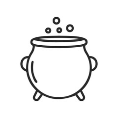 Black and white cauldron icon with bubbles