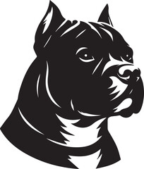 Pitbull Dog Silhouette Vector Black and White Strong Canine Illustration