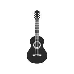 Silhouette of a classical acoustic guitar isolated on white background
