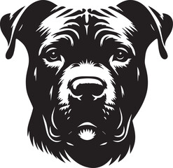 Pitbull Dog Silhouette Vector Black and White Strong Canine Illustration