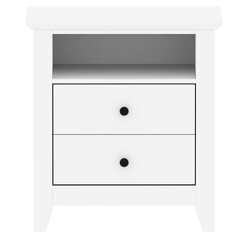 3d render white nightstand two drawers with transparent background