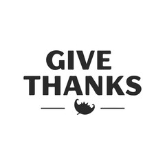 Fototapeta premium Minimalist 'give thanks' text with leaf design