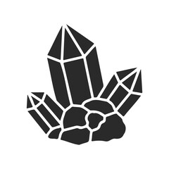 Black silhouette of crystals on white background