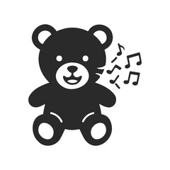 Obraz premium Musical teddy bear silhouette with music notes