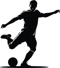 Naklejka premium Soccer player kicking ball silhouette sport