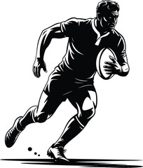 Obraz premium Rugby player running with ball sport