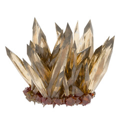 3d render crystal cluster sharp mineral quartz with transparent background