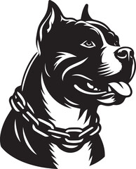 Pitbull Dog Silhouette Vector Black and White Strong Canine Illustration