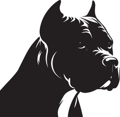 Pitbull Dog Silhouette Vector Black and White Strong Canine Illustration