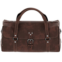 3d render leather travel bag with transparent background