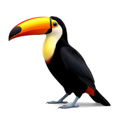 Obraz premium Colorful toucan bird with large orange beak isolated on white background tropical rainforest wildlife