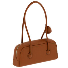 3d render brown leather handbag fashion with transparent background