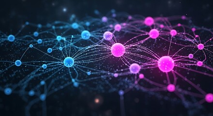 Abstract network of interconnected nodes representing data flow and connections