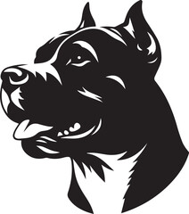 Pitbull Dog Silhouette Vector Black and White Strong Canine Illustration