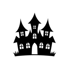 Vector silhouettes of a haunted house