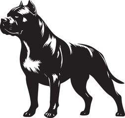 Pitbull Dog Silhouette Vector Black and White Strong Canine Illustration
