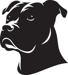 Pitbull Dog Silhouette Vector Black and White Strong Canine Illustration