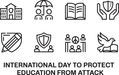 International Day to Protect Education from Attack, school security learning defense vector