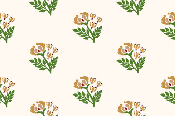 Ikat embroidery floral pattern on white background. Traditional ethnic ikat pattern. Aztec abstract vector pattern. Seamless pattern.