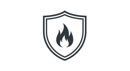 Minimalist Fire Protection Shield Icon for Safety and Security Applications Illustration