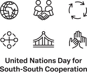 United Nations Day for South-South Cooperation concept with collaboration global networking icons