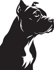 Pitbull Dog Silhouette Vector Black and White Strong Canine Illustration