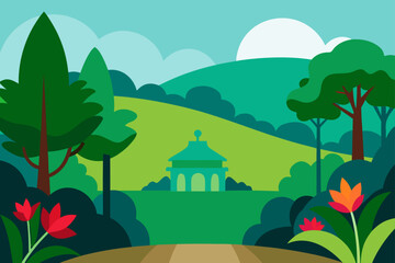 Naklejka premium vector illustration of a village