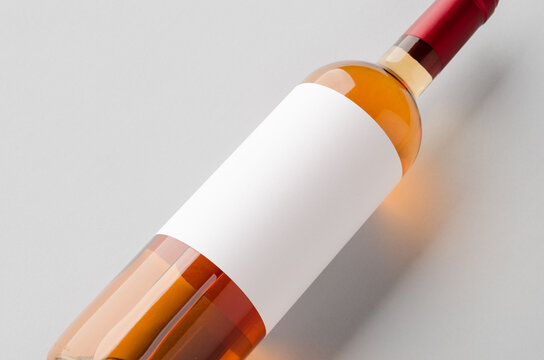Rose wine glass bottle mockup, closeup