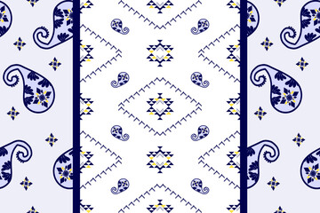 Paisley Seamless Pattern, Native American tribal fabric, ethnic art design Continuing the local fabric pattern, used for weaving carpets, vector illustration wallpaper, embroidery, cards,scrapbooks