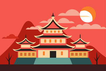 Fototapeta premium vector illustration of temple