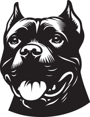Pitbull Dog Silhouette Vector Black and White Strong Canine Illustration